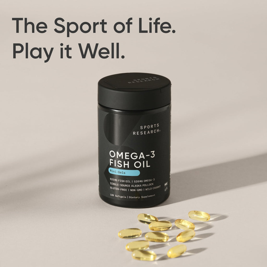 Sports Research® Omega-3 Fish Oil 1250mg from Wild Alaska Pollock,180 Count | Always Fresh Never Fishy | 690mg EPA 260mg DHA per Softgel · Heart & Brain Health* · MSC Certified Sustainable - 180 Servings