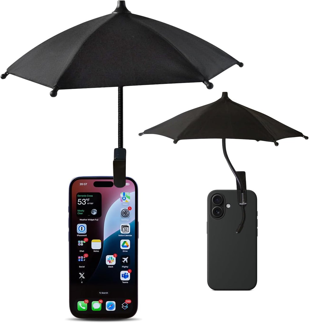 Phone Umbrella Sun Shade - Anti Glare Clip On Holder for Smartphones | Universal Fit for All Smartphones | Anti Glare Sun Shade | Protects from Sunlight & Glare | Great for Outdoor Activities