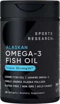 Sports Research® Omega-3 Fish Oil 1250mg from Wild Alaska Pollock,180 Count | Always Fresh Never Fishy | 690mg EPA 260mg DHA per Softgel · Heart & Brain Health* · MSC Certified Sustainable - 180 Servings