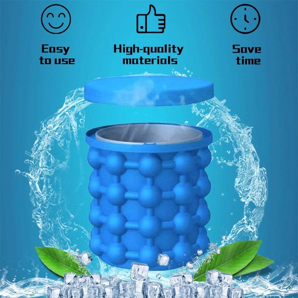 Ice Bucket,Ice Bucket with Lid and Ice Tongs,Silicone Ice Cube Maker Portable Bucket Wine Ice Cooler Beer Cabinet Space Saving Kitchen Tools Drinking Whiskey Freeze
