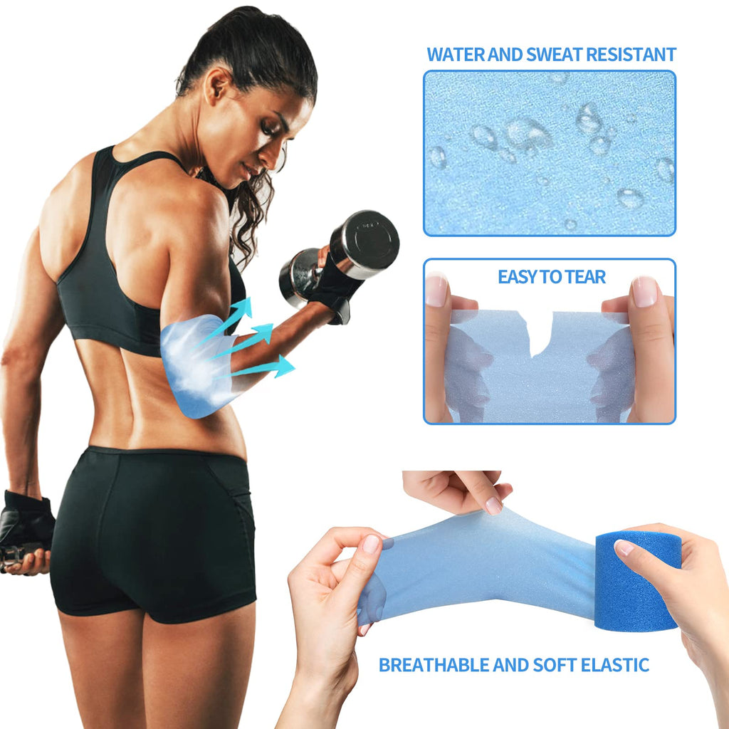 ADMITRY Pre Wrap Tape Athletic,3 Rolls X 22 Yards Black Prewrap | Headbands for Hair,Foam Underwrap Sports Wrap