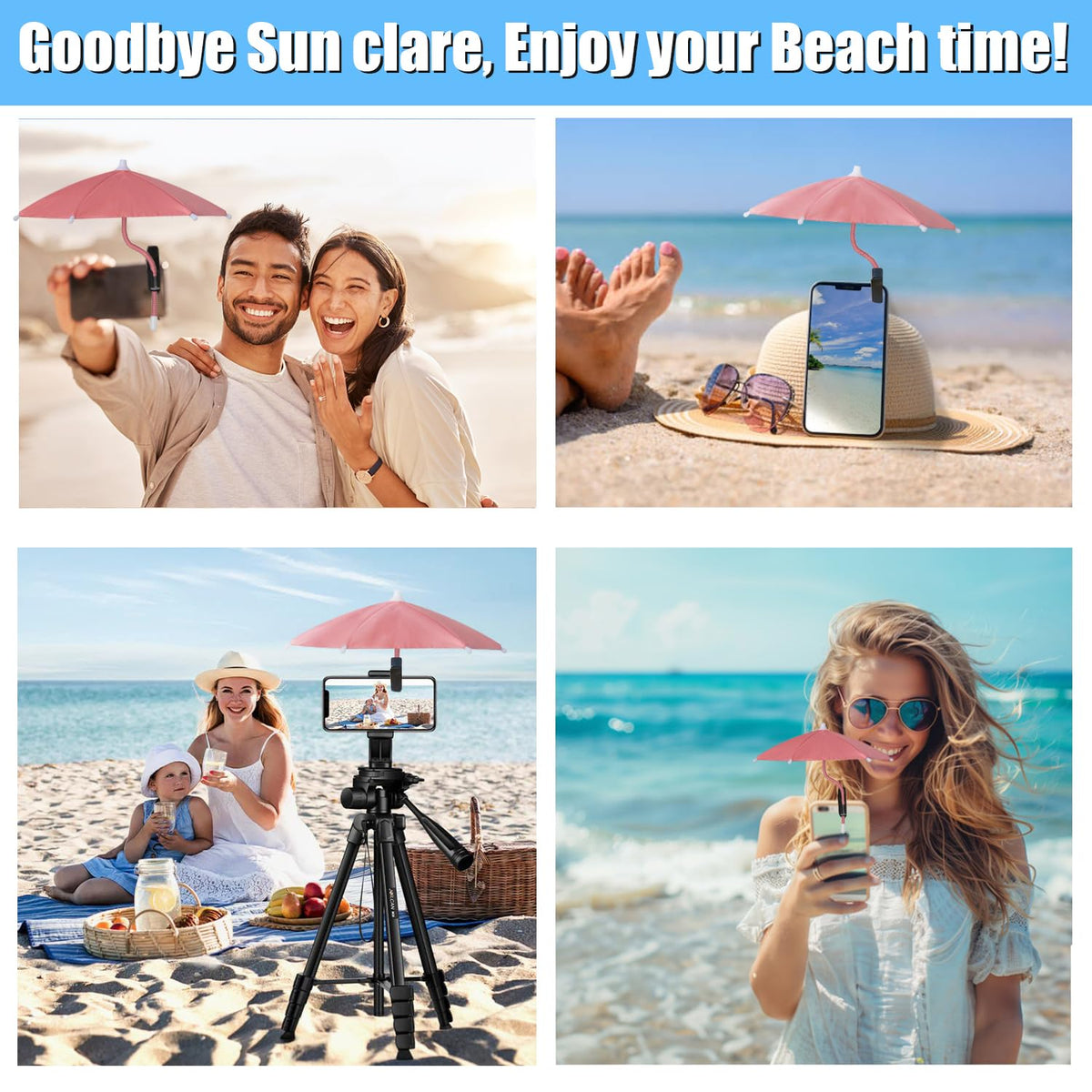 Phone Umbrella Sun Shade - Anti Glare Clip On Holder for Smartphones | Universal Fit for All Smartphones | Anti Glare Sun Shade | Protects from Sunlight & Glare | Great for Outdoor Activities