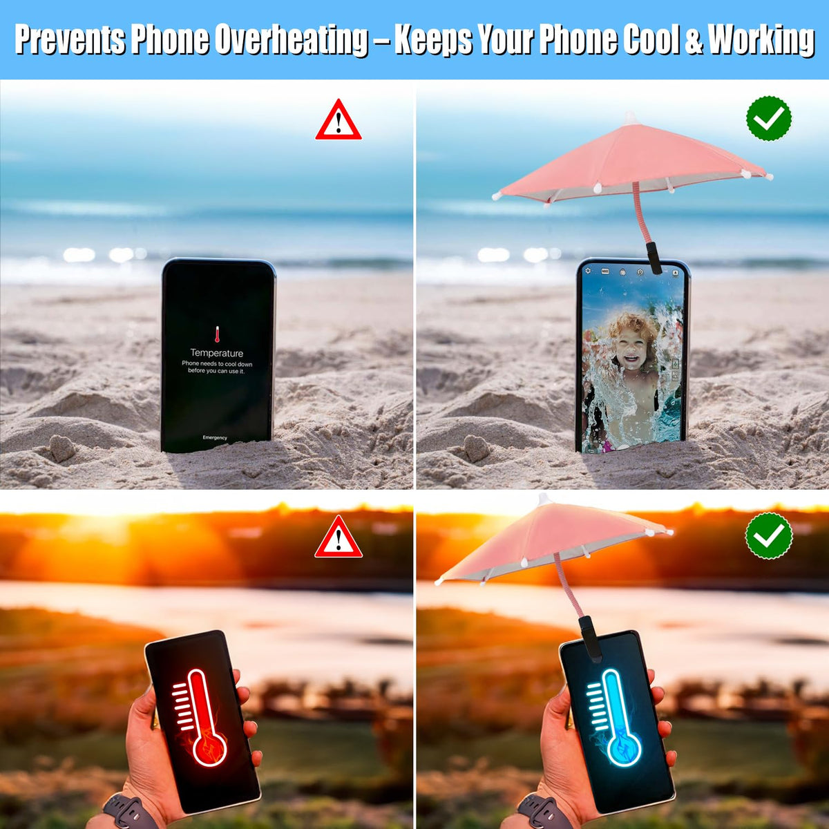 Phone Umbrella Sun Shade - Anti Glare Clip On Holder for Smartphones | Universal Fit for All Smartphones | Anti Glare Sun Shade | Protects from Sunlight & Glare | Great for Outdoor Activities