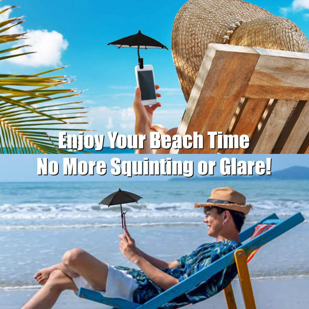 Phone Umbrella Sun Shade - Anti Glare Clip On Holder for Smartphones | Universal Fit for All Smartphones | Anti Glare Sun Shade | Protects from Sunlight & Glare | Great for Outdoor Activities