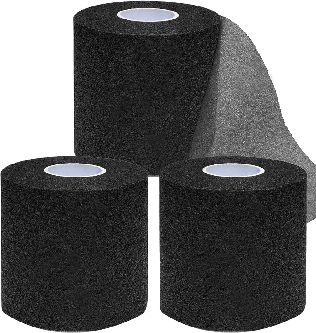 ADMITRY Pre Wrap Tape Athletic,3 Rolls X 22 Yards Black Prewrap | Headbands for Hair,Foam Underwrap Sports Wrap
